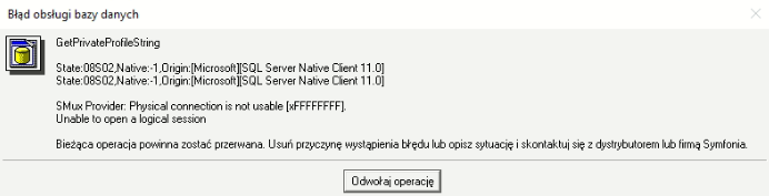 SMux Provider: Physical connection is not usable. Unable to open a logical session